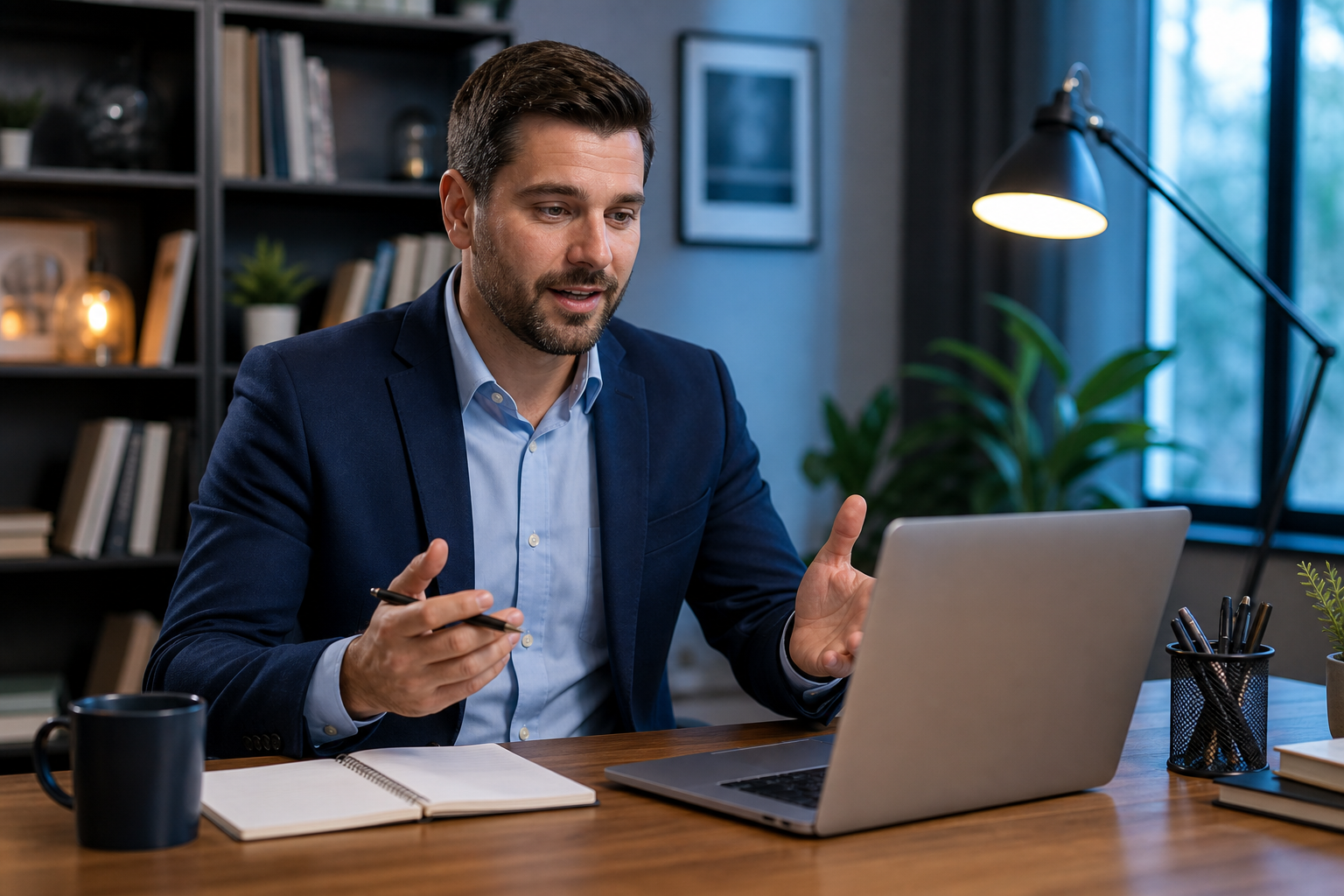 Partner taking an accreditation exam on a laptop